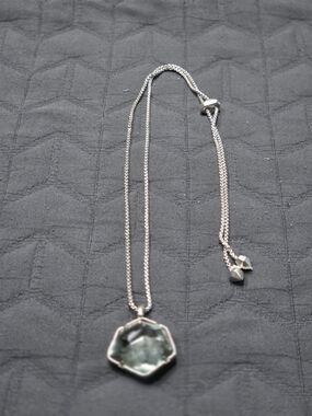 Kendra Scott Silver Hexagon Aquamarine Pendant Necklace